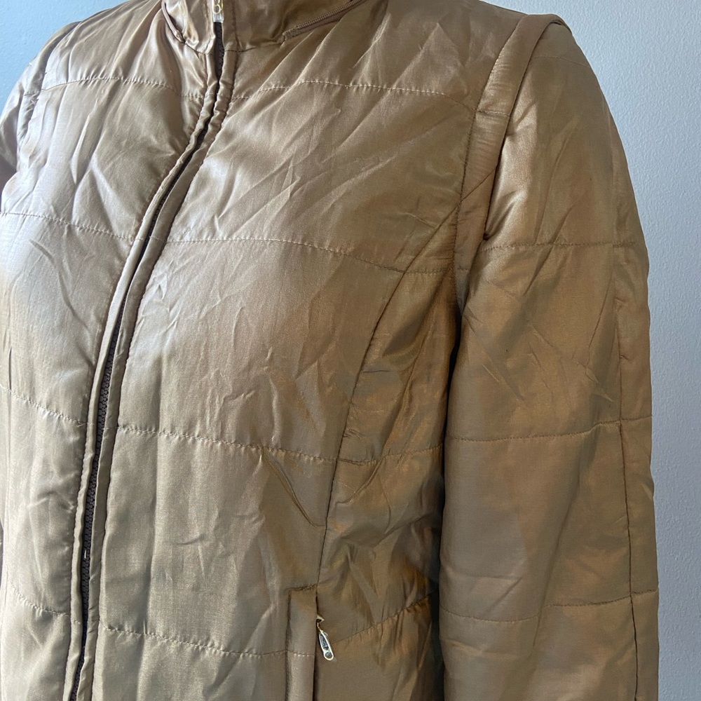 Etcetera Metallic Gold Puffer Jacket with zip off sleeves - Picture 3 of 13